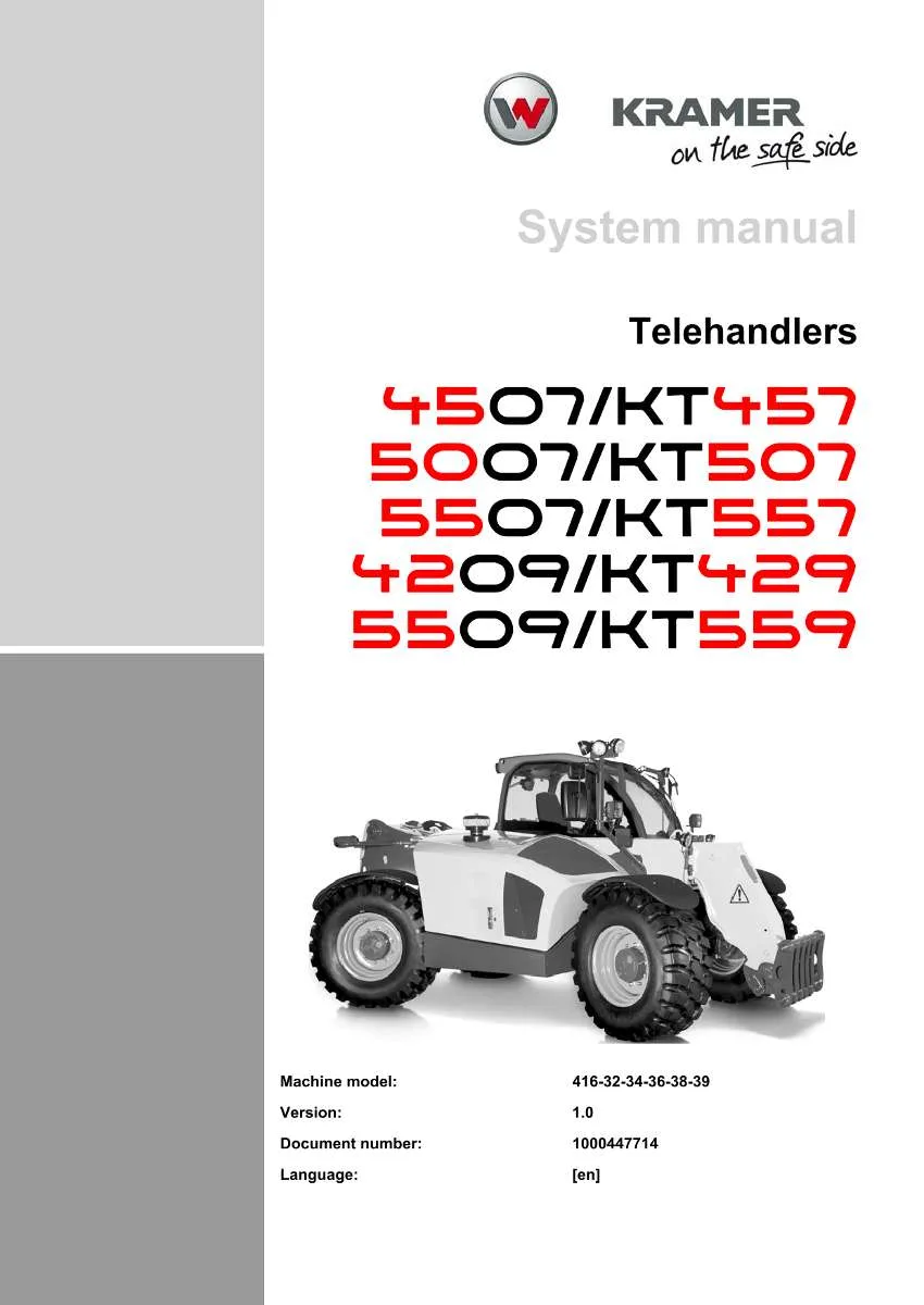 Wacker Neuson Kramer Telehandler 4507 / KT457, 5007 / KT507, 5507 / KT5557, 4209 / KT429, 5509 / KT5559 System Manual | Instant PDF Download