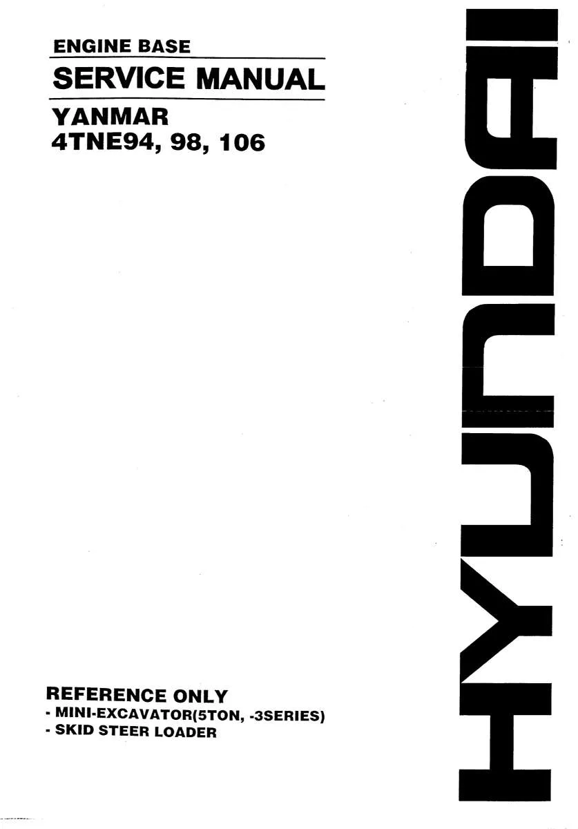 Yanmar 4Tne94, 4Tne98, 4Tne106 Engine Service Manual PDF | Workshop Repair | Instant Download