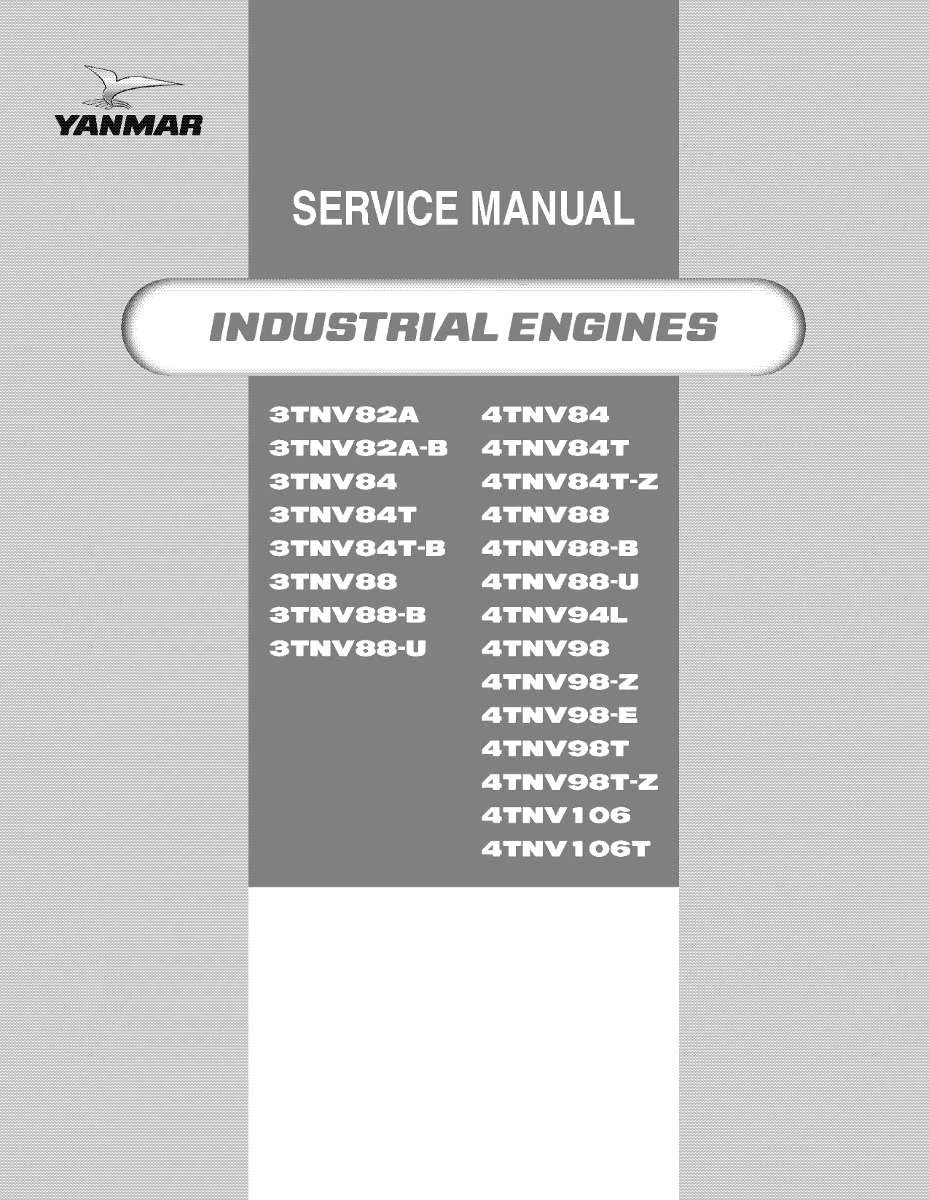 Yanmar 3Tnv82, 3Tnv88, 4Tnv84, 4Tnv88 Engine Service Manual PDF | Workshop Repair | Instant Download
