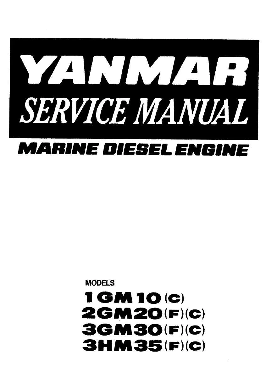 Yanmar 1Gm10, 2Gm20, 3Gm30, 3Hm35 Marine engine Service Manual PDF | Workshop Repair | Instant Download
