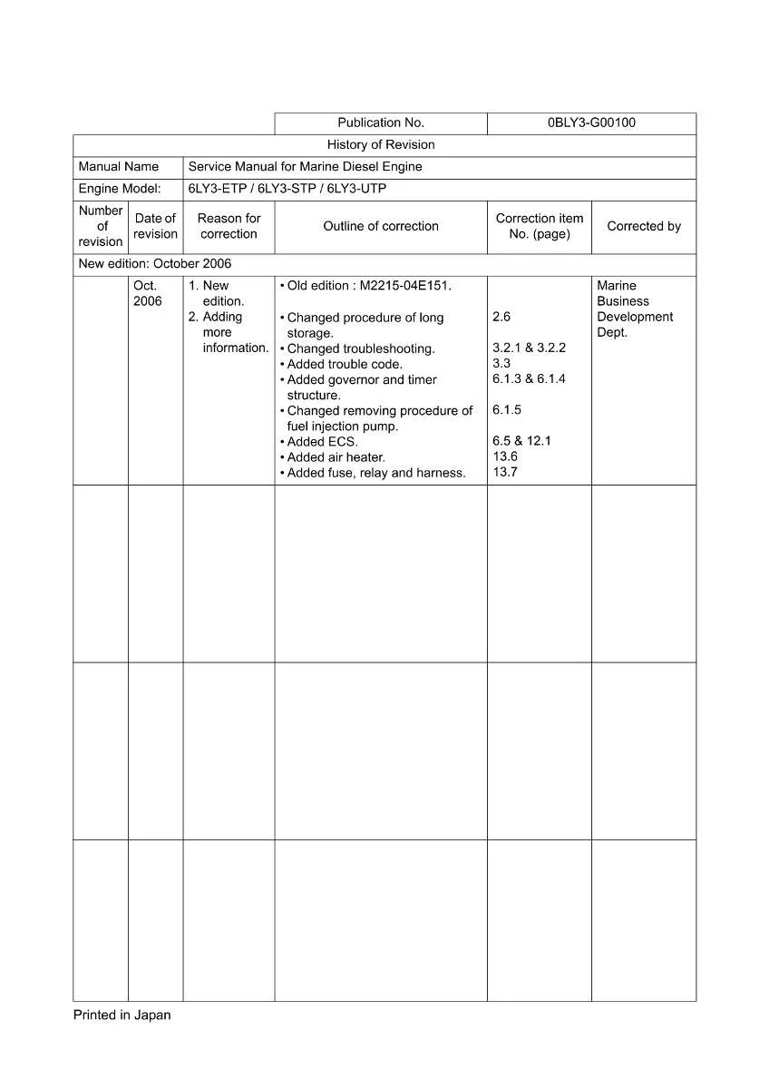 Yanmar 6Ly3-Etp, 6Ly3-Stp, 6Ly3-Utp Marine engine Service Manual PDF | Workshop Repair | Instant Download