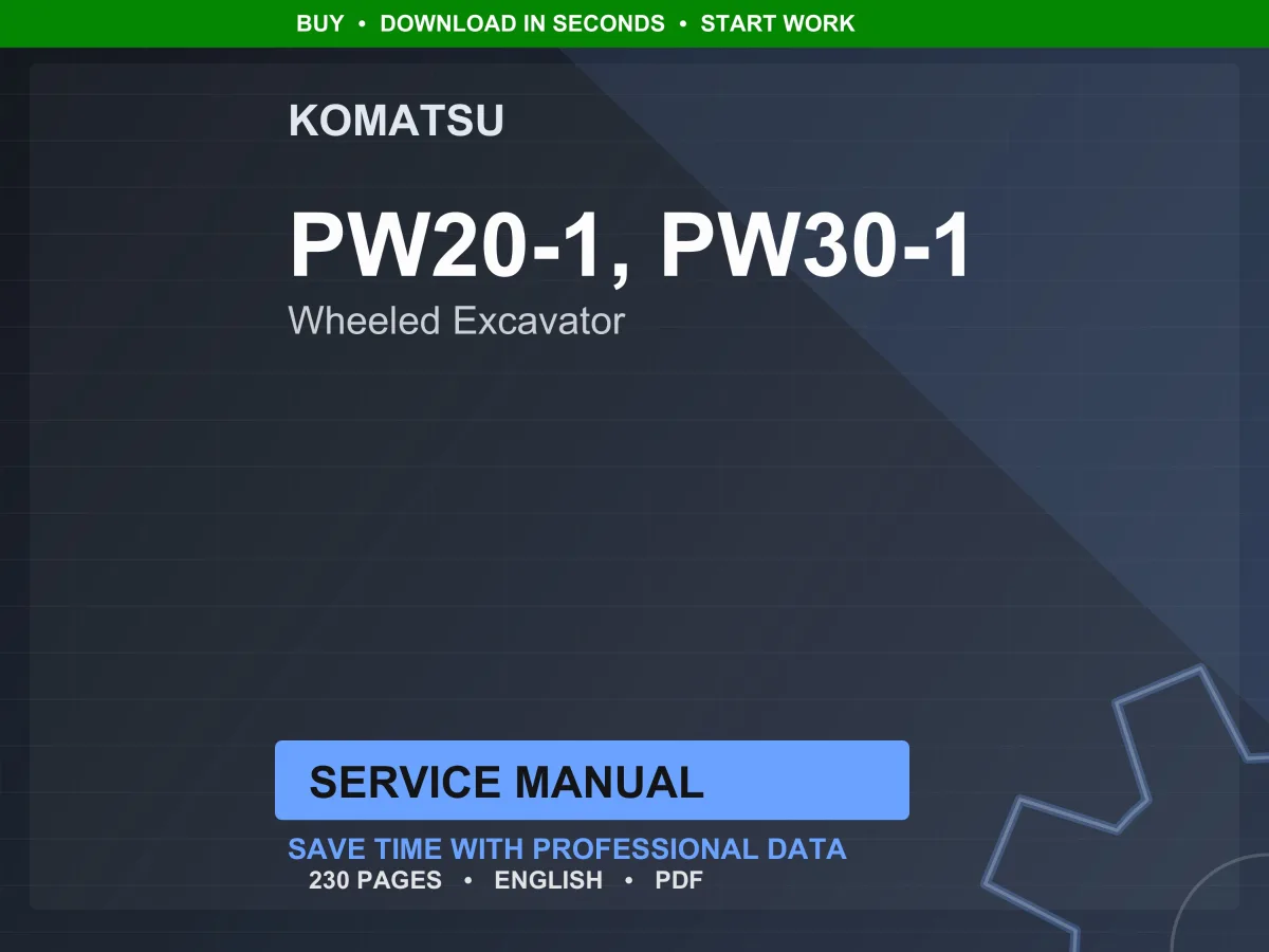Komatsu PW20-1 PW30-1 Wheeled Excavator Service Manual Repair Workshop PDF Download