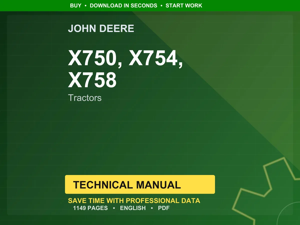 John Deere X750, X754, X758 Tractors Technical Manual Pdf | Instant Download