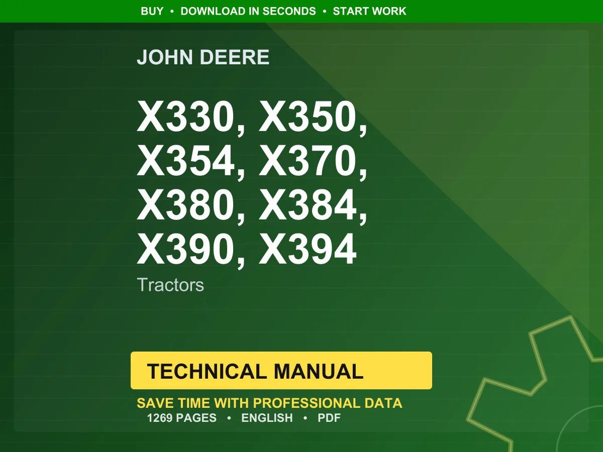 John Deere X330 - X394 Tractors Technical Manual PDF | Instant Download