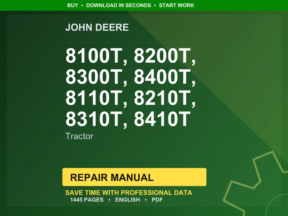 John Deere 8100T, 8200T, 8300T, 8400T, 8110T, 8210T, 8310T, 8410T Tractor Repair Manual Pdf | Service Workshop | Instant Download