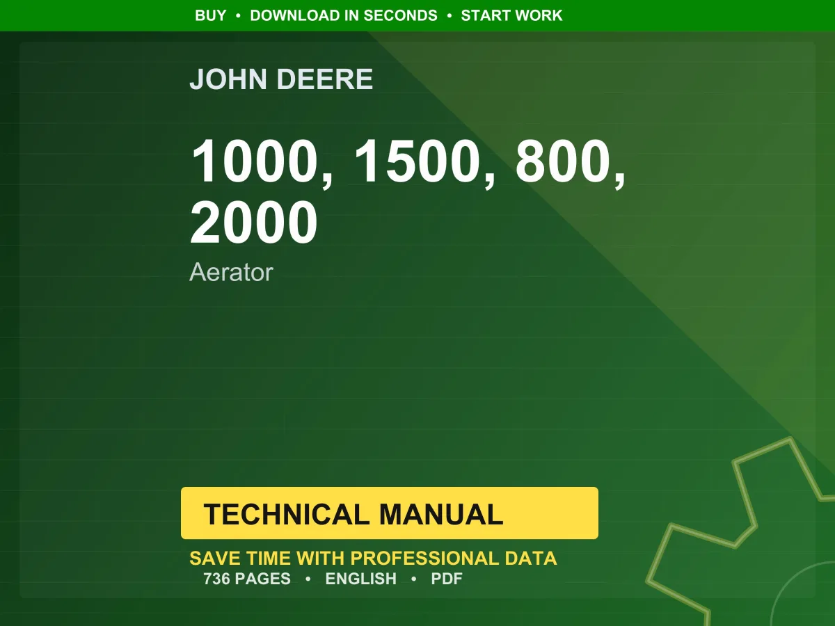 John Deere 1000, 1500, 800, 2000 Aerator Technical Manual PDF | Instant Download