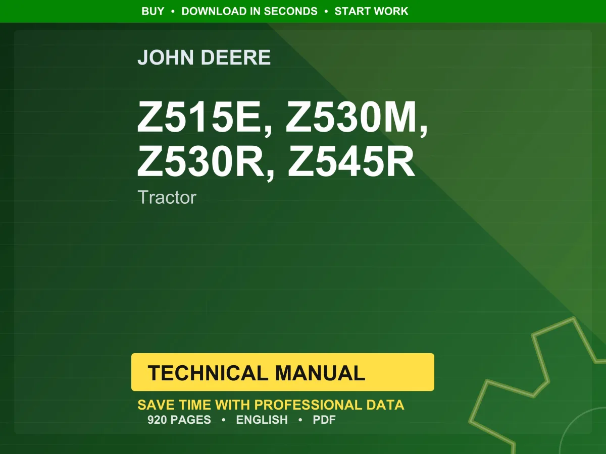 John Deere Z515e, Z530m, Z530r, Z545r Tractor Technical Manual PDF | Instant Download