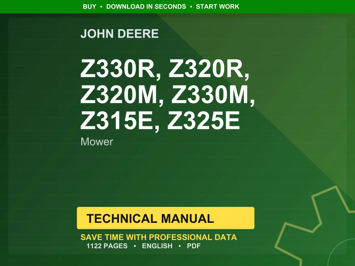 John Deere Z330r, Z320r, Z320m, Z330m, Z315e, Z325e Mower Technical Manual PDF | Instant Download cover