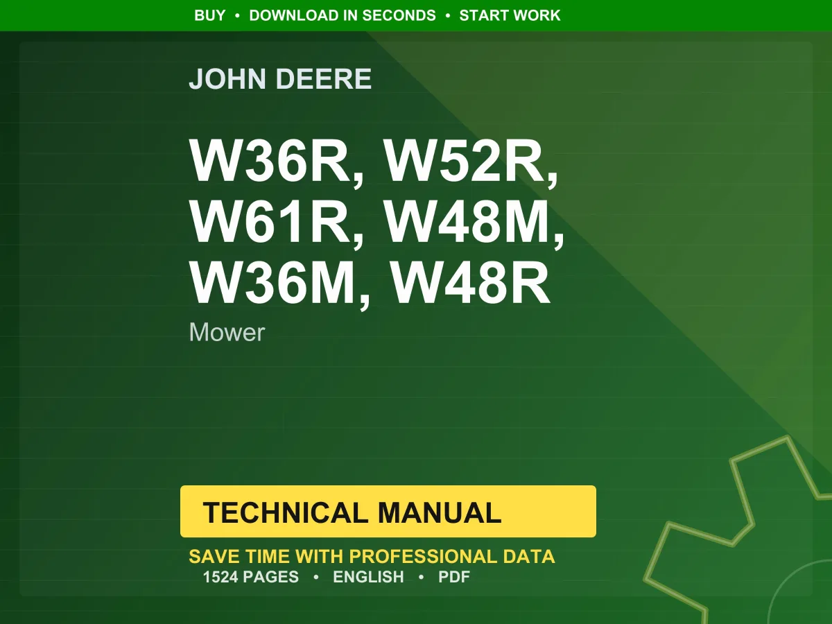 John Deere W36r, W52r, W61r, W48m, W36m, W48r Mower Technical Manual PDF | Instant Download cover