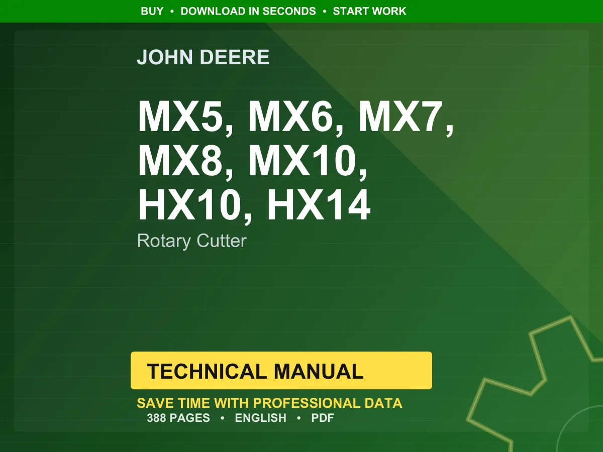 John Deere Mx5, Mx6, Mx7, Mx8, Mx10, Hx10, Hx14 Rotary Cutter Technical Manual PDF | Instant Download