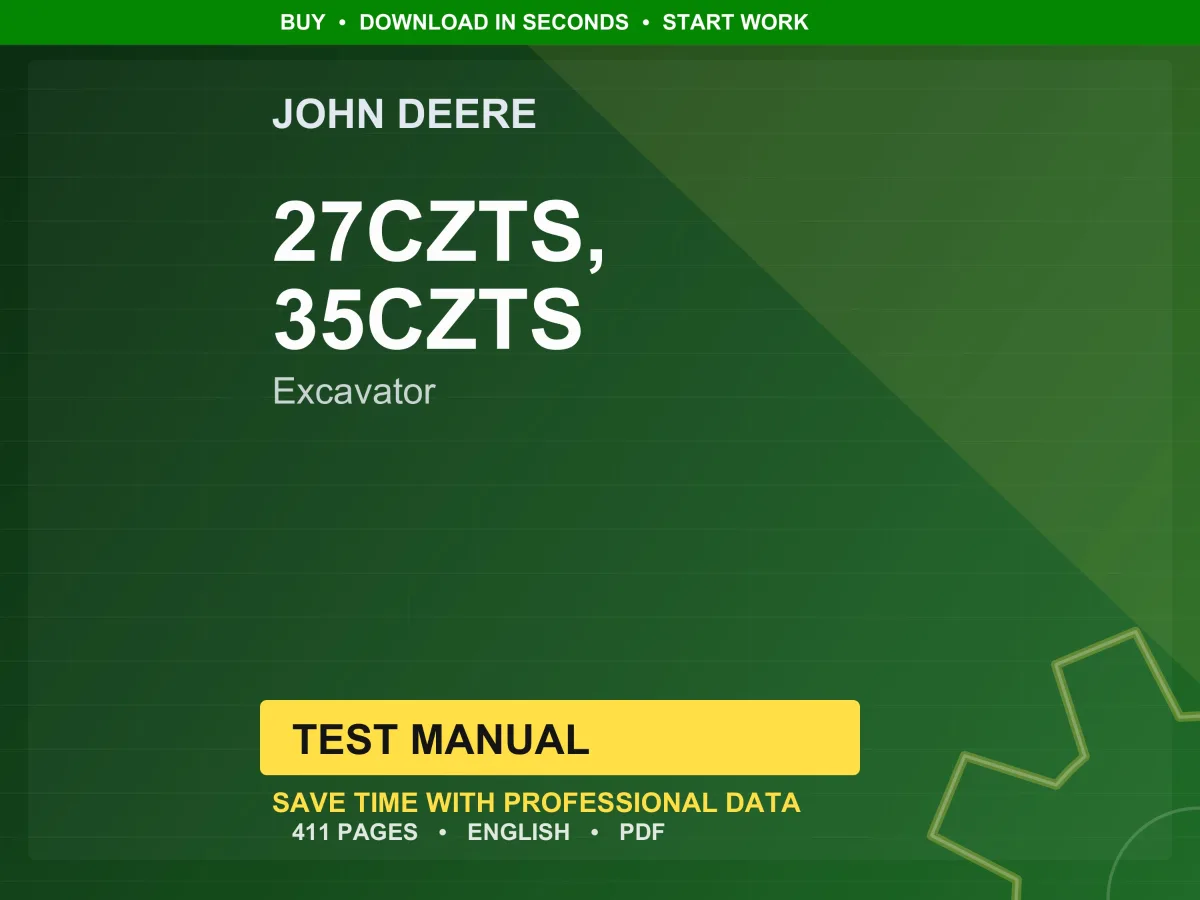 John Deere 27Czts, 35Czts Excavator Test Manual PDF | Instant Download