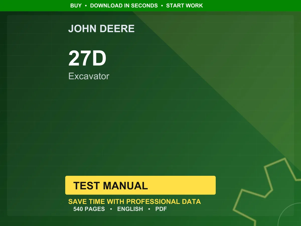 John Deere 27D Excavator Test Manual PDF | Instant Download