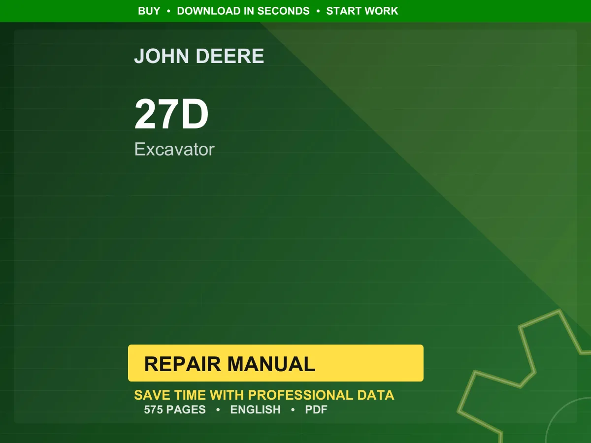 John Deere 27D Excavator Repair Manual PDF | Service Workshop | Instant Download