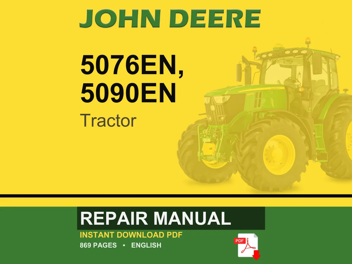 John Deere 5076En, 5090En Tractor Repair Manual PDF | Service Workshop | Instant Download