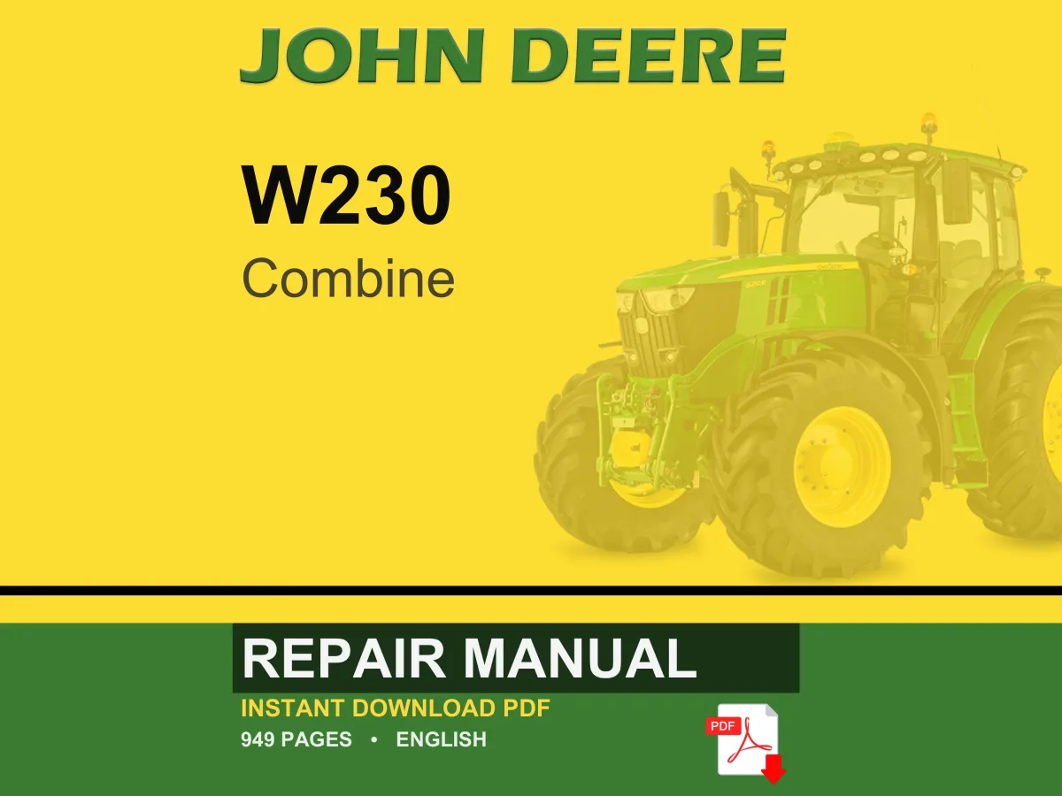 John Deere W230 Combine Repair Manual PDF | Service Workshop | Instant Download
